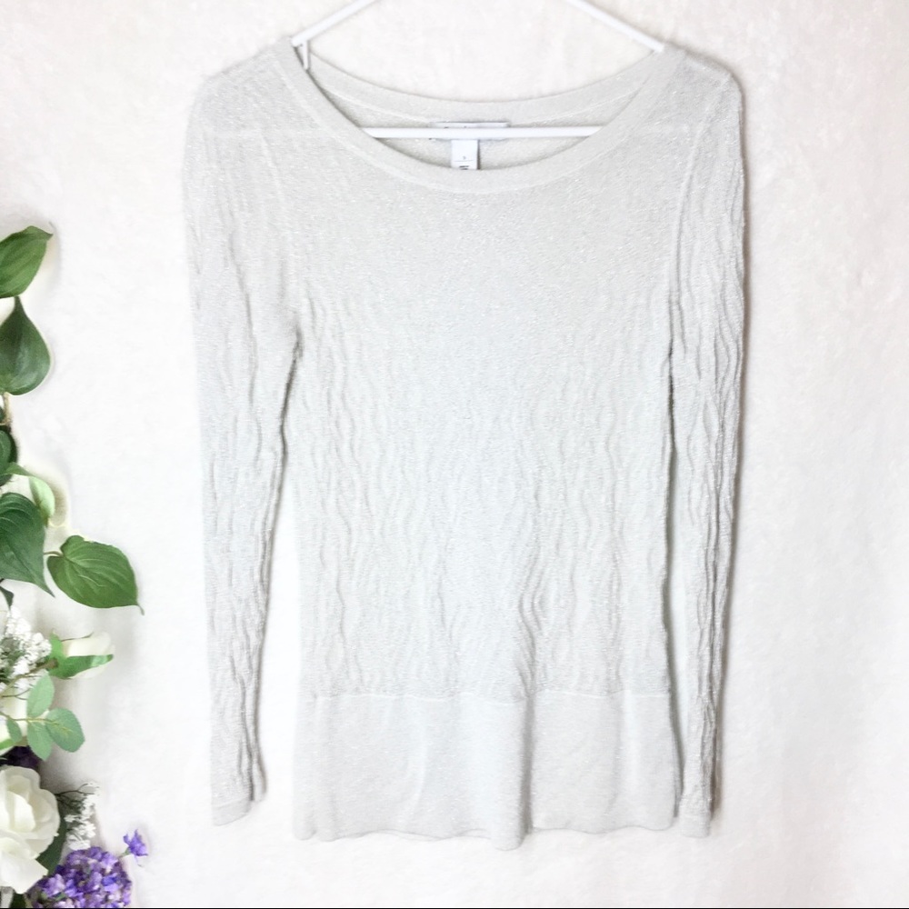 WHBM Grey Sweater Diamond Pattern Crew Neck